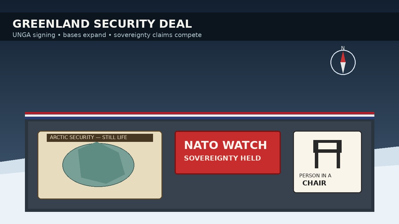 PERMANENT SECURITY, COMPETING CLAIMS | Trump, Denmark, and Greenland set to sign Arctic deal at the UN — Buck on bases, ballots, and who mows the ice