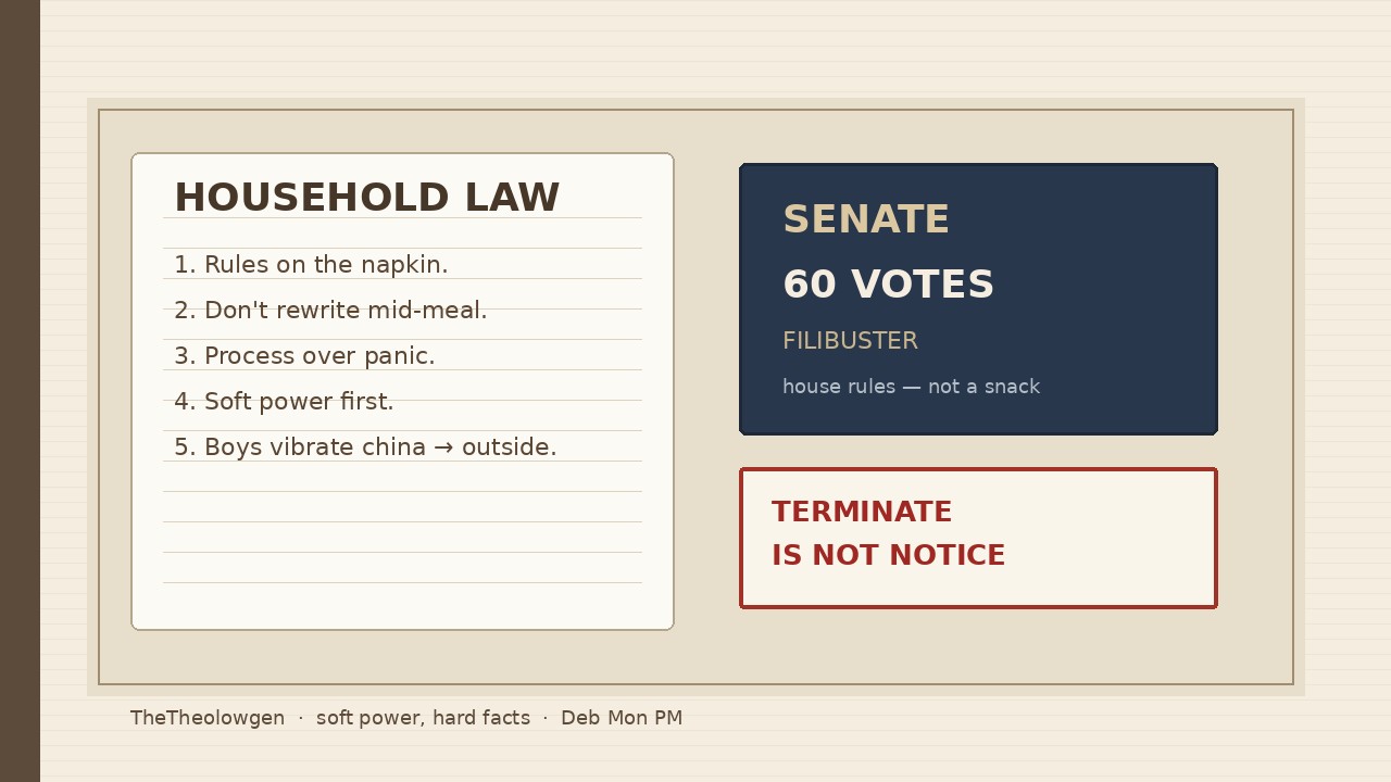 THE HOUSE RULES ARE NOT A SNACK | Trump tells Senate to TERMINATE the filibuster or he’s the last GOP president — Deb on napkin rules and nuking process