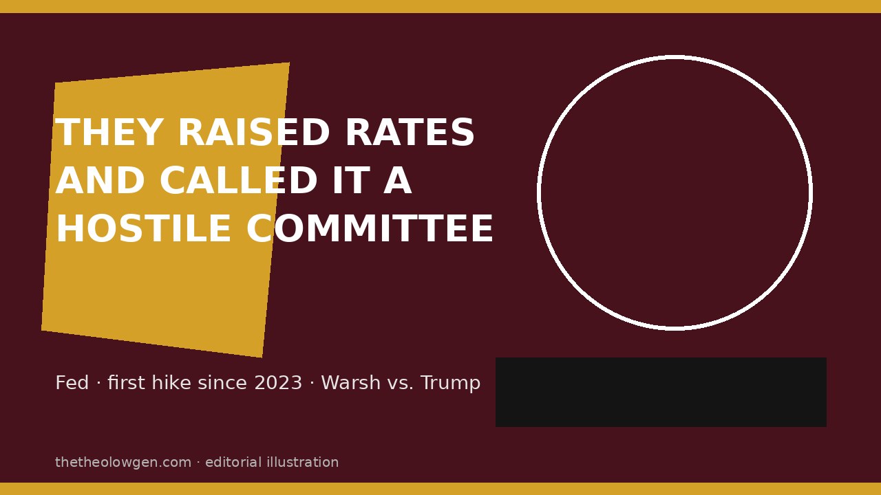 THEY RAISED RATES AND CALLED IT A HOSTILE COMMITTEE | Warsh’s first hike since 2023, a 3–2 vote, and a soft-power Fed that still talks like a campaign