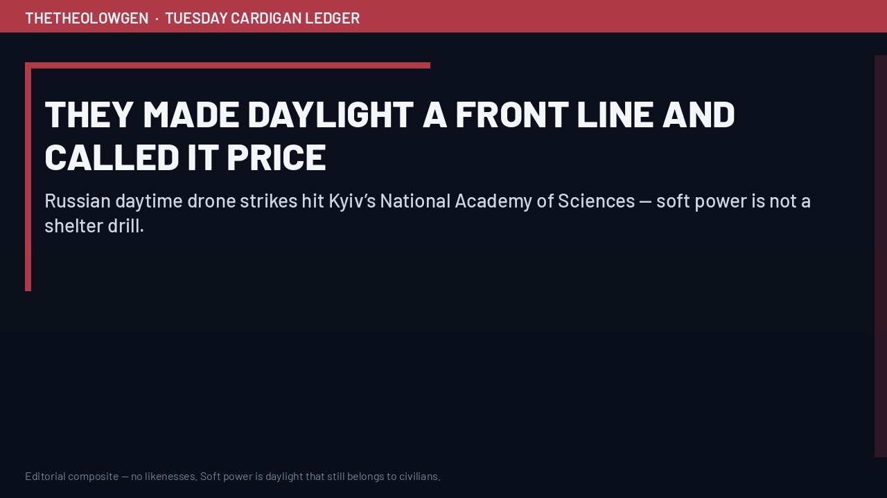 THEY MADE DAYLIGHT A FRONT LINE AND CALLED IT PRICE | Russian daytime drones hit Kyiv’s National Academy of Sciences — soft power is not a shelter drill with better press