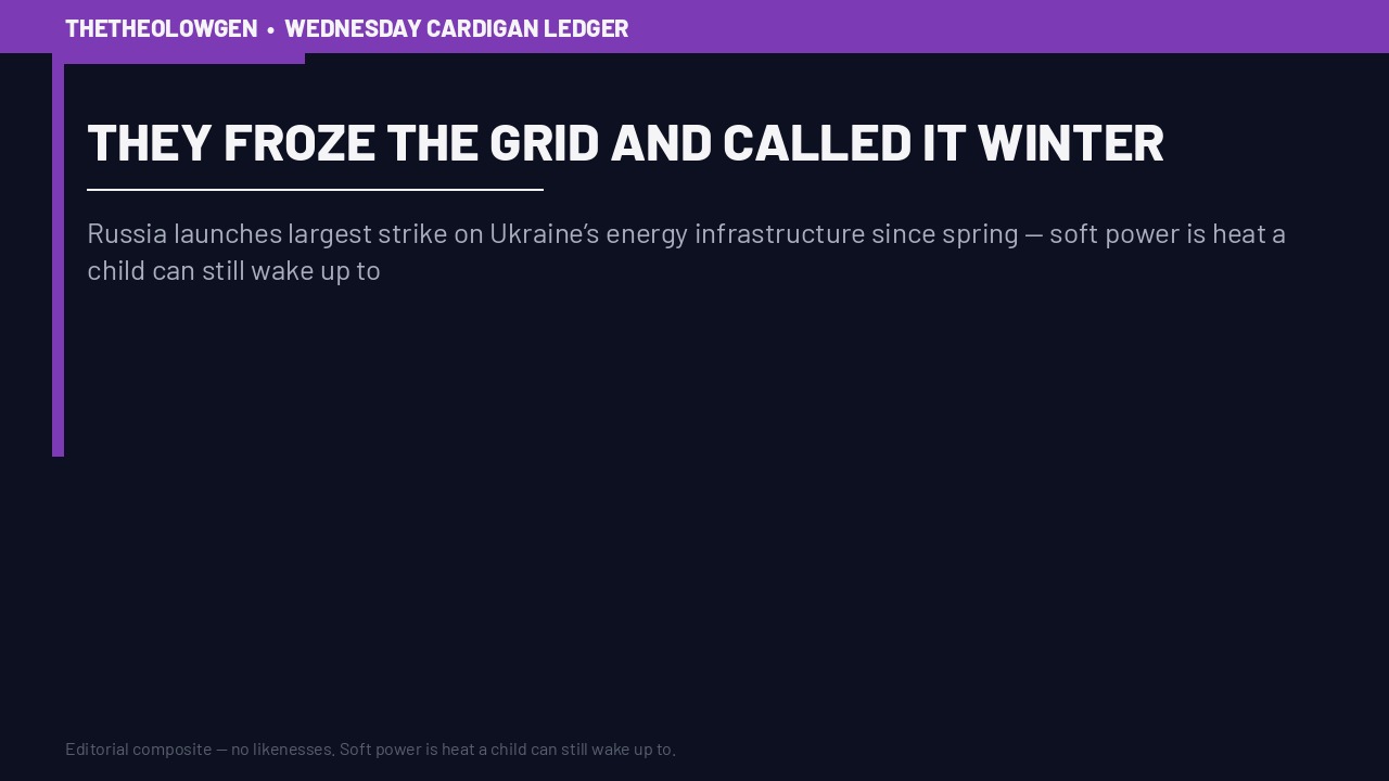 THEY FROZE THE GRID AND CALLED IT WINTER | Russia launches largest strike on Ukraine’s energy infrastructure since spring — soft power is heat a child can still wake up to