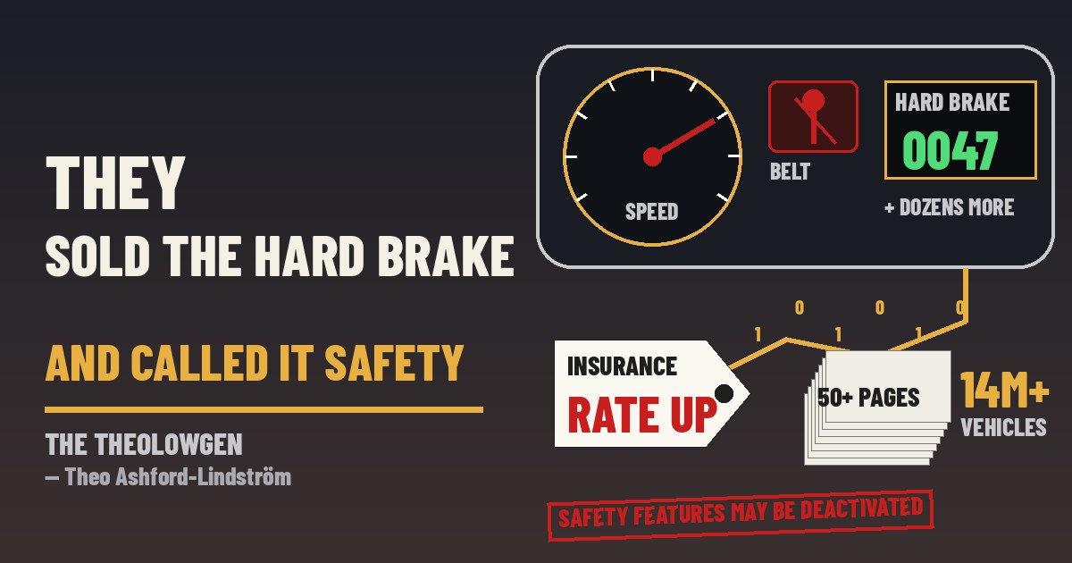 THEY SOLD THE HARD BRAKE AND CALLED IT SAFETY | Montana sues General Motors and OnStar, alleging they enrolled drivers through 50-plus pages of disclosures and commissioned dealership sign-ups, warned decliners their safety features might shut off, and sold speed, seatbelt and hard-braking data from over 14 million vehicles to brokers who resold it to insurers that raised rates