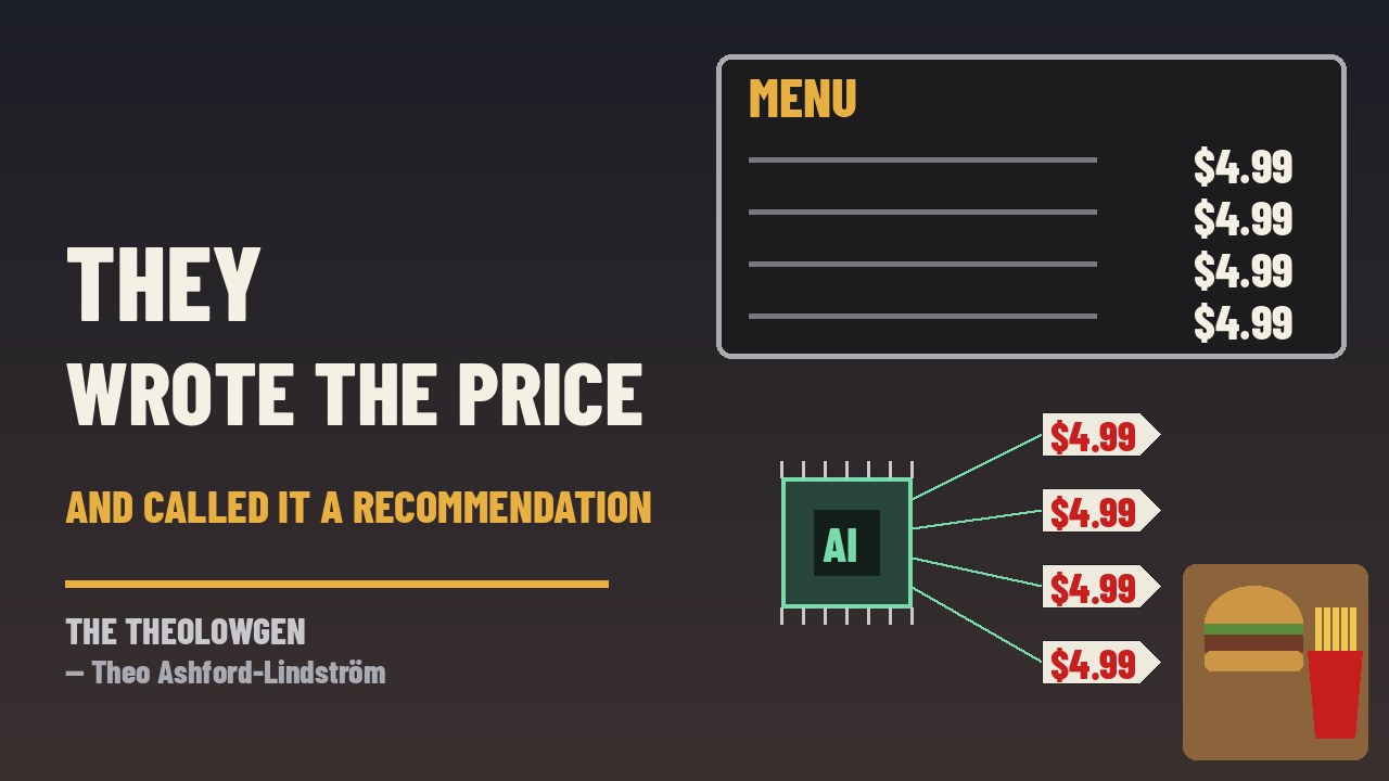 THEY WROTE THE PRICE AND CALLED IT A RECOMMENDATION | A proposed class action in Chicago says McDonald’s AI pricing engine coordinates menu prices across its franchises — the company says “AI does not set the price of a Big Mac”