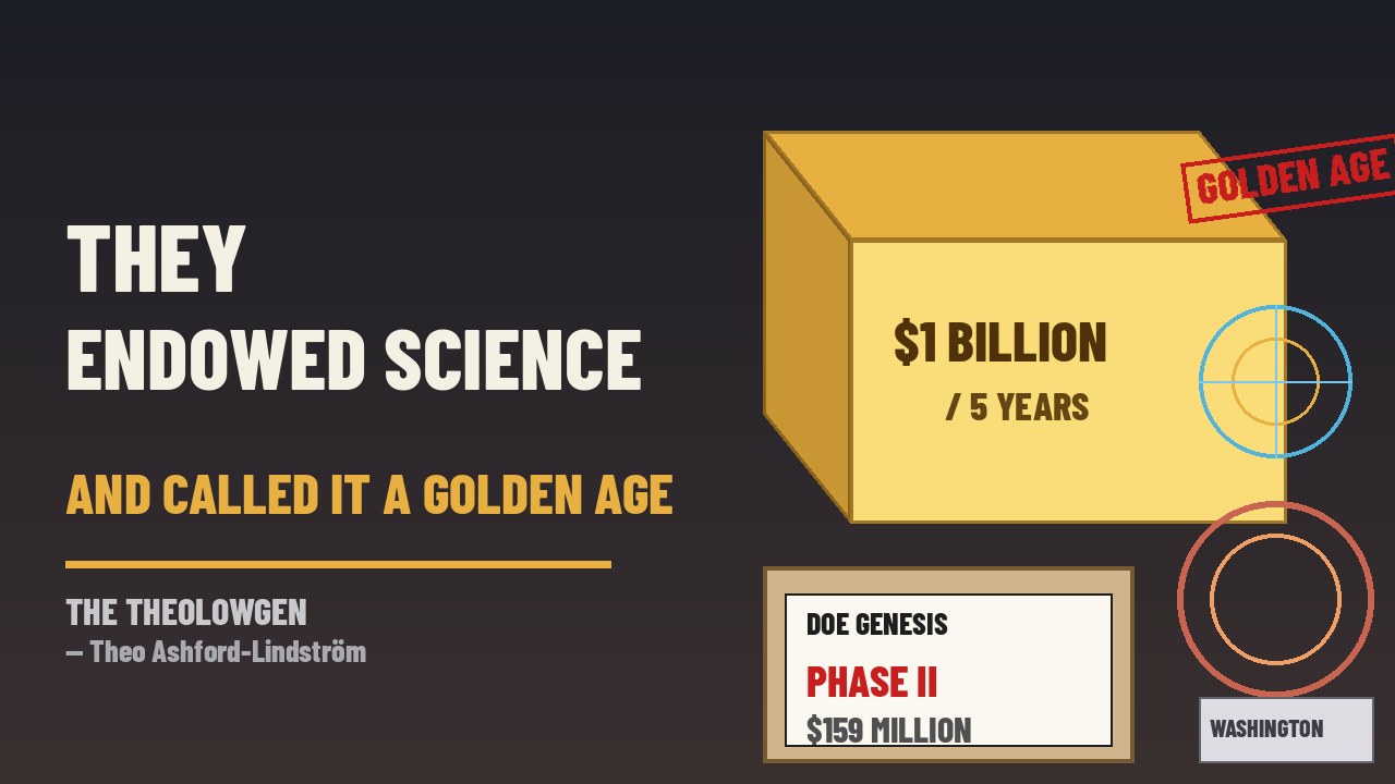 THEY ENDOWED SCIENCE AND CALLED IT A GOLDEN AGE | NVIDIA commits $1 billion over five years to U.S. “super intelligence” science and quantum — while DOE awards 12 Genesis Mission Phase II projects totaling $159 million — at a Washington event celebrating Trump’s Genesis Mission